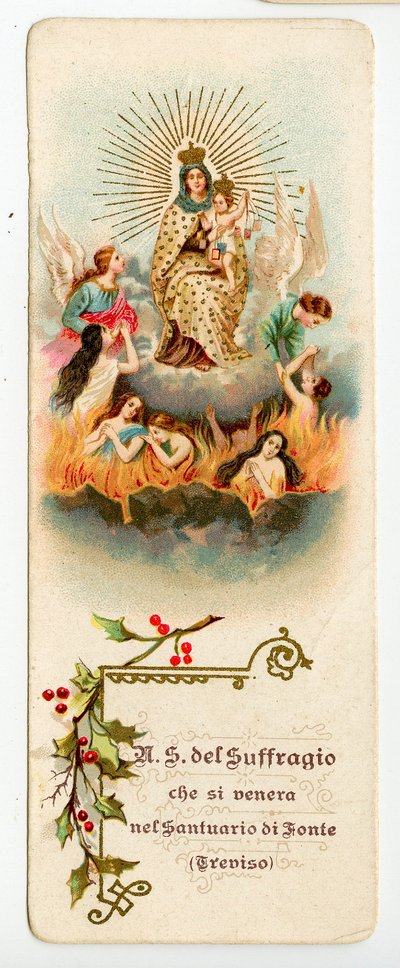 Dindar görüntü: Our Lady of Suffrage. Ruhları kurtarmak için Araftaki bakire (kromolitografi) by Anonymous Anonymous