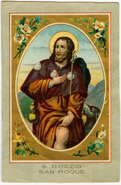 Dindar görüntü: San Rocco vebaya karşı çağrıldı (kromolitografi) by Anonymous Anonymous