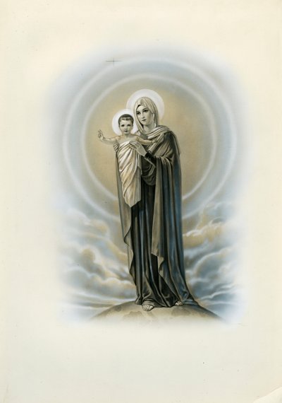Dindar görüntü: Bakire ve çocuk (gravür) by Anonymous Anonymous
