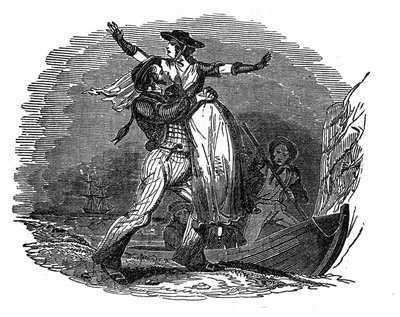 Korsan Charles Gibbs, Hollandalı bir kızı gemisinden alır (19. yüzyılın başlarında). “Korsan kendi kitabı” 1837 gravürü. by Anonymous Anonymous