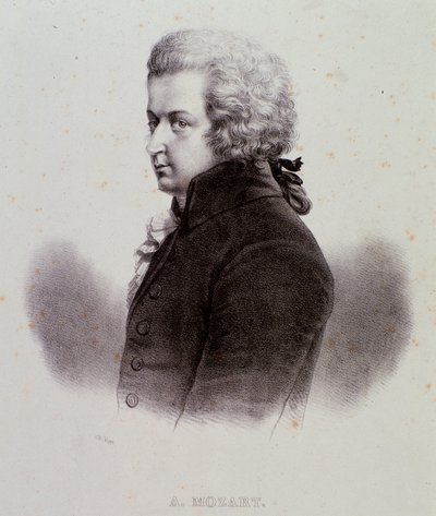 Avusturyalı besteci Wolfgang Amadeus Mozart'ın (1756-1791) portresi gravür. 19. yüzyıl. Milano özel koleksiyonu by Anonymous Anonymous