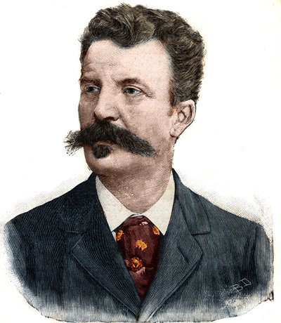 Guy de Maupassant (1850-1893) Fransız yazar. “” Le Peute Parisien” de gravür by Anonymous Anonymous