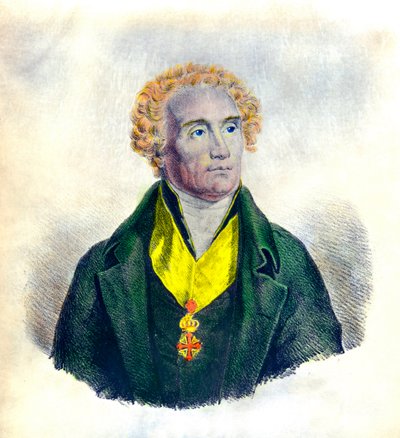 Portrait of Joseph De Maistre (1753-1821) politician, philosopher, magistrate and historian (with the insignia of the Order of Saints Maurice and Lazarus), Privee Collection by Anonymous Anonymous