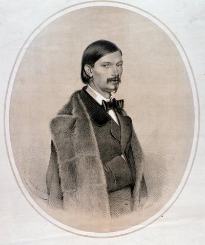 İtalyan orkestra şefi, kontrbas müzisyeni ve besteci Giovanni Bottesini'nin portresi (Çizim 1858) by Anonymous Anonymous