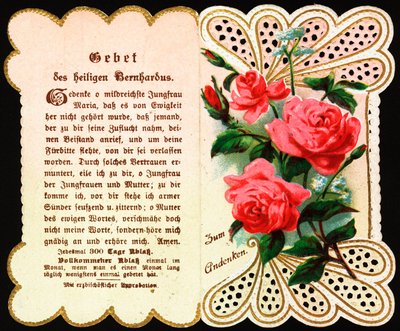 Aziz Bernard Pious imajına hitap eden dua. Kartpostal. 20. yüzyılın başı. Özel koleksiyon by Anonymous Anonymous