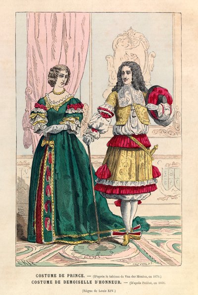 Louis XIV (1638-1715) döneminde prens kostümü ve nedime kostümü - özel koleksiyon by Anonymous Anonymous