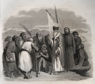 İskenderiyeli Aziz Athanasius (Büyük Athanasius) (295-373) Mısır soliterlerini ziyaret ediyor. 1846