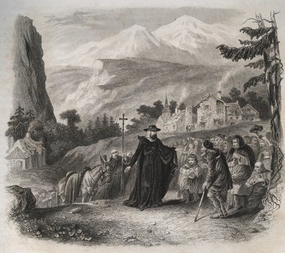 Saint Francois-de-Sales (Saint Francois de Sales) (1567-1622), pastoral bir ziyarette Cenevre arifesi. 1846