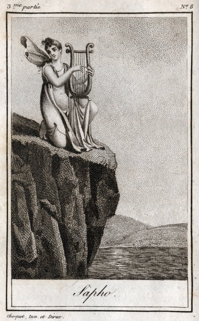 Sappho (veya Sappho, MÖ 7. yy), Antik Çağın Yunan şairi. Charles Albert Demoustier (1760-1801) tarafından "Emilie