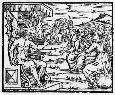 Şeytan büyücülere hitap eder - “Compendium Maleficarum”, cadılarla, onların kötülükleriyle ve onların sortileriyle ilgilenir, Francesco Maria Guazzo veya Guaccio veya Guaccius (15?? -16??) 1608 Özel Koleksiyon by Anonymous Anonymous