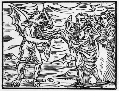 Şeytan büyücülerin kıyafetlerini çıkardı - “Compendium Maleficarum”, cadılar, onların kötülükleri ve onların sortileri hakkında fırsatlar, Francesco Maria Guazzo veya Guaccio veya Guaccius (15?? -16??) 1608 Özel Koleksiyon by Anonymous Anonymous