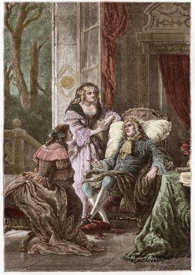 Duke Francois de La Rochefoucauld (1613-1680), Marquise Madame de Sevigne (1626-1696) ve Kontes de La Fayette (1634-1693), Fransız yazarlar - Hildebrand tarafından P. Philippoteaux'dan sonra gravür - (Duke Francois de La Rochefoucauld (1613-1680), Marc by Anonymous Anonymous