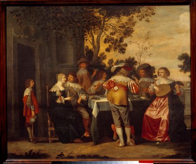 Birkaç oyuncu ve müzisyenle Gallant Scene kart oyunu. Anonim resim. 17. yüzyıl Lille, Musee des Beaux Arts by Anonymous Anonymous