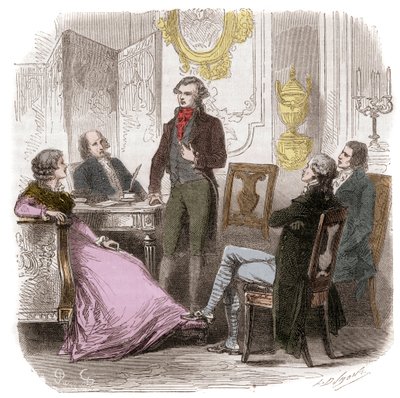 Evdeki Girondinler Madame Roland - Reunion des Girondins chez Madame Roland (Manon (Jeanne Marie) Roland Philipon) (1754-1793) - Alphonse de Lamartine (1790-1869) 1865-1866 tarafından “Histoire des Girondins” gravürü - Özel Toplamak by Anonymous Anonymous
