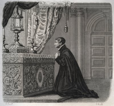 İtalyan Cizvit Louis de Gonzague (San Luigi Gonzaga) (1568-1591) dua ederken. 1846