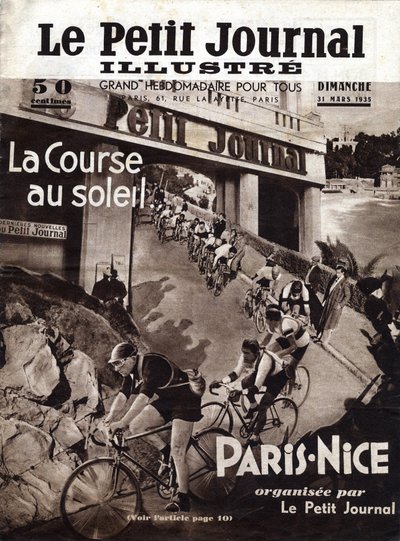 Küçük gazetenin düzenlediği Paris Nice bisiklet yarışı. 31/03/1935 tarihli ““ Küçük Şanlı Günce” nin kapağı. Özel koleksiyon by Anonymous Anonymous