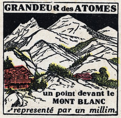 Atom ve bilim: atomların büyüklüğü. Bir milimetre ile temsil edilen Mont Blanc