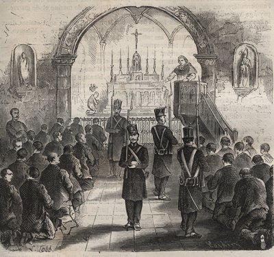 19. yüzyılda Toulon hapishanesinin şapeli. Pierre Zaccone (1817-1895) (Colonia Penale - Ceza kolonisi). Özel koleksiyon. by Anonymous Anonymous