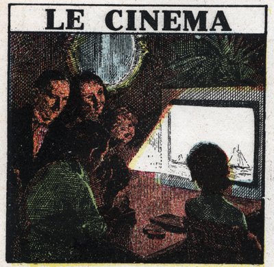 Görüntü yönetmeni: Ekranda film izleyen bir aile. 1925