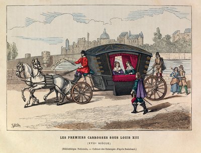 17. yüzyılda Kral Louis XIII saltanatı altındaki ilk arabalar - Erken Fransız antrenörü, kral Louis XIII 17. Yüzyıl saltanatı - özel koleksiyon by Anonymous Anonymous