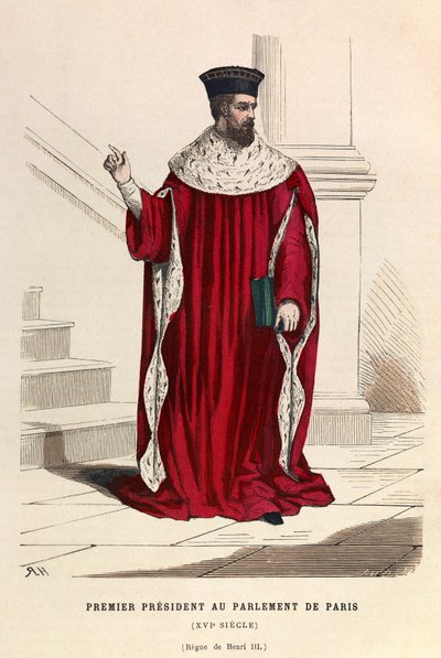 The first president of the Parliament of Paris in the 16th century under the reign of King Henry III - First President of the Parliament of Paris 16th Century - private collection by Anonymous Anonymous