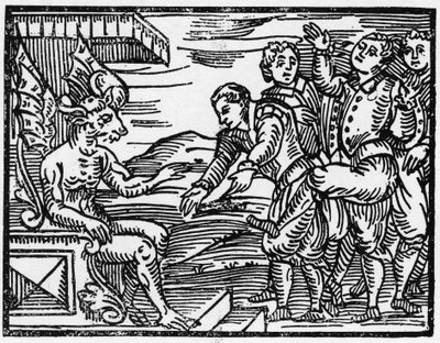 Büyücüler şeytana saygılarını sunarlar - “Compendium Maleficarum”, cadılar, onların kötülükleri ve onların sortileri hakkında fırsatlar, Francesco Maria Guazzo veya Guaccio veya Guaccius (15??? -16??) 1608 Özel Koleksiyon by Anonymous Anonymous