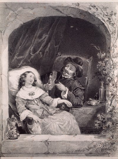 Doktorun genç bir bayanı ziyareti (litografi by Anonymous Anonymous
