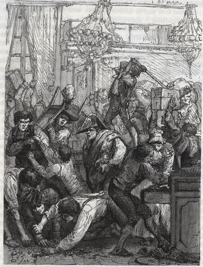 Mobilya görevlisinin çalınması (şimdiki Hotel de la Marine, Place de la Concorde) - Paul Miette tarafından, Diamonds'ın bir bölümünden, Hotel du Garde-Meuble'da görevlendirilen bir grup tarafından 11-17 Eylül 1792 haftasında hırsızlık de la Couronn by Anonymous Anonymous
