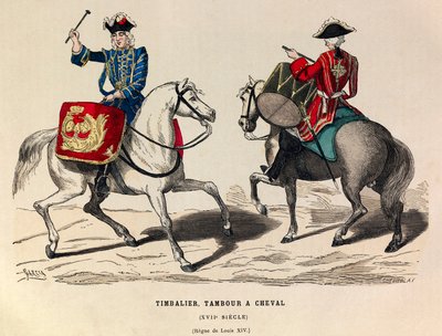 17. yüzyılda Kral Louis XIV altında timbalier ve davul sürme - özel koleksiyon by Anonymous Anonymous