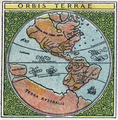 Zaman: orbis terrae. Ekvador ve tropik ile dünya. 1925