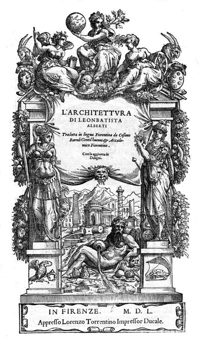 Başlık sayfası “” Leon Battista Mimarisi (Leon Battista) Alberti: Cosimo Bartoli tarafından Floransa diline çevrildi “” de 1550. (De Architectura) (mimari) by Anonymous Anonymous