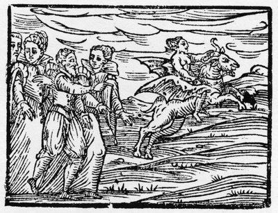 Bir keçiye binen cadı - “” Compendium Maleficarum””, cadılar, onların kötülükleri ve onların sortileri hakkında bilgiler, Francesco Maria Guazzo veya Guaccio veya Guaccius (15?? -16??) 1608 Özel Koleksiyon by Anonymous Anonymous