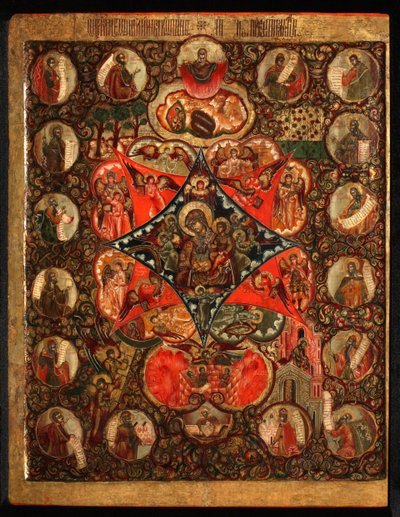 Yanan Çalı Tanrısının Annesi, 17. yüzyıl by Anonymous Russian icon painter