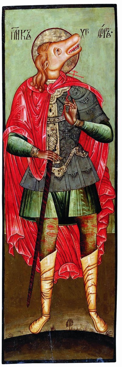 Cynocephaly olarak Aziz Christopher, 17. yüzyıl by Anonymous Russian icon painter