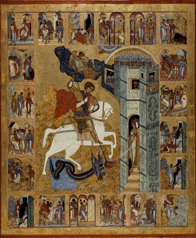 Hayatından Sahnelerle Aziz George by Anonymous Russian icon painter