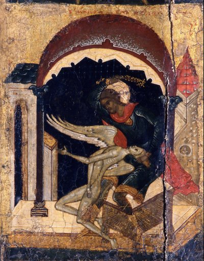 Aziz Nicetas Şeytan Detayını Yendi, 16. yüzyıl by Anonymous Russian icon painter