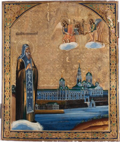 Seliger Gölü'ndeki Aziz Nilus, 1800'ler by Anonymous Russian icon painter