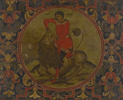 Samson Aslanla Savaşıyor, 18. Yüzyıl Başları by Anonymous Russian icon painter