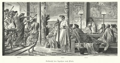 Agathon ve Platon Ziyafeti, Antik Yunanistan (gravür) by Anselm Feuerbach
