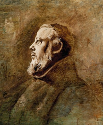 Profilde bir keşişin büst portresi (tuval üzerine yağlı boya) by Anselm Feuerbach