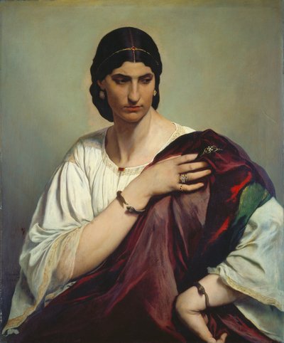 Romalı Bir Kadının Yarım Boy Portresi by Anselm Feuerbach