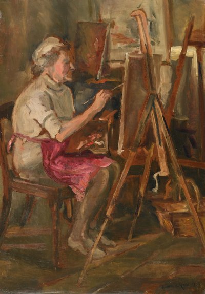 Sanatçı, Cor Visser'in Ipswich'teki stüdyosunda iş başında. by Anthea Durose