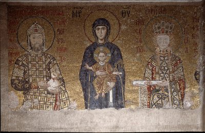 John II Komnenos ve karısı Macar İrini arasında oturan Bakire (Mozaik, 6. yüzyıl) by Anthemius of and Miletus Isidore of Tralles