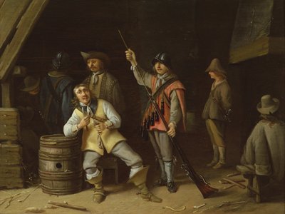 Tüfeği temizleyen bir asker by Anthonie Palamedesz