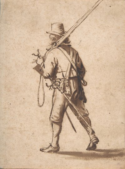 Arkadan görülen Yürüyen Silahşör, 17. yüzyıl. by Anthonie Palamedesz