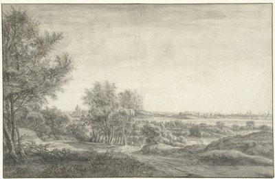Kleve'deki evin kalıntıları ile Haarlem kum tepelerinden manzara by Anthonie Waterloo