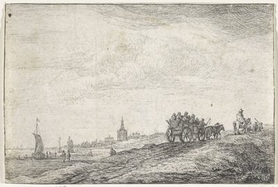 Atlı ve faytonlu sahil şeridi Binalı manzaralar (dizi başlığı) by Anthonie Waterloo
