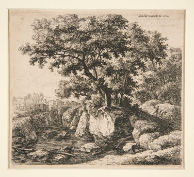 Eşek süren adamla manzara by Anthonie Waterloo