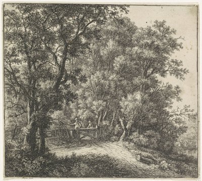 Bir çitin yanında iki figür Forest Views, A serisi (dizi başlığı) by Anthonie Waterloo