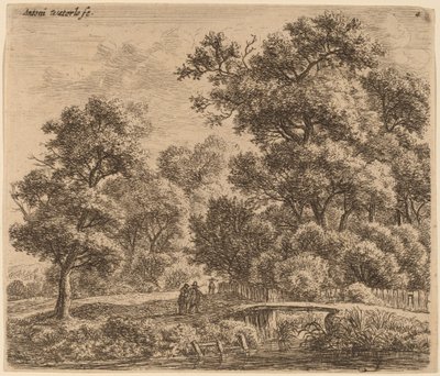 Bir Köprü ile Ormanlık Peyzaj by Anthonie Waterloo